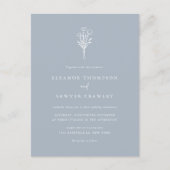 Dusty Blue Minimalistisch Bouquet QR Code Wedding Einladungspostkarte (Vorderseite)
