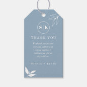 Dusty Blue Minimalistisch Branch Blätter Gastgesch Geschenkanhänger (Vorderseite)