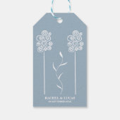 Dusty Blue Minimalistisch Curly Floral Geschenkanhänger (Rückseite)
