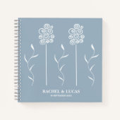 Dusty Blue Minimalistisch Curly Floral Notizblock (Vorderseite)