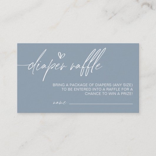 Dusty Blue Minimalistisch Diaper Raffle Enclosure Begleitkarte (Vorderseite)