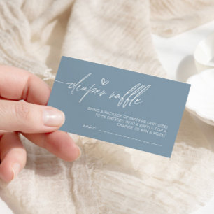 Dusty Blue Minimalistisch Diaper Raffle Enclosure  Begleitkarte