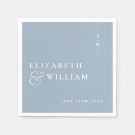 Dusty Blue Minimalistisch Elegant Monogram Wedding Serviette