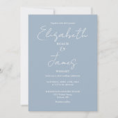 Dusty Blue Minimalistisch Elegant Script Wedding Einladung (Vorderseite)