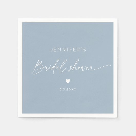 Dusty Blue minimalistisch elegante Kalligraphie Br Serviette (Vorderseite)