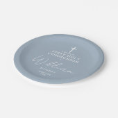 Dusty Blue Minimalistisch First Holy Communion Pappteller (Schrägansicht)