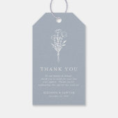 Dusty Blue Minimalistisch Floral Bouquet Wedding Geschenkanhänger (Rückseite)