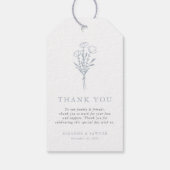 Dusty Blue Minimalistisch Floral Bouquet Wedding Geschenkanhänger (Rückseite)