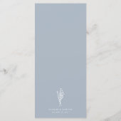 Dusty Blue Minimalistisch Floral Bouquet Wedding Menükarte (Rückseite)