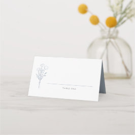 Dusty Blue Minimalistisch Floral Bouquet Wedding Platzkarte