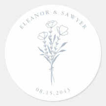 Dusty Blue Minimalistisch Floral Bouquet Wedding