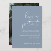 Dusty Blue Minimalistisch Foto Hochzeit Ankündigung (Vorne/Hinten)