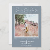 Dusty Blue Minimalistisch Foto Save the Date (Vorderseite)