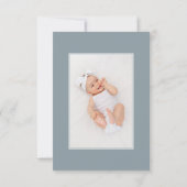 Dusty Blue Minimalistisch Foto Taufe  Dankeskarte (Rückseite)