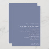 Dusty Blue Minimalistisch Layout Classic Wedding Einladung (Vorne/Hinten)