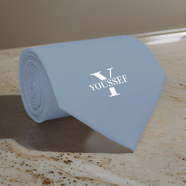 Dusty Blue Minimalistisch Mit Monogramm Krawatte