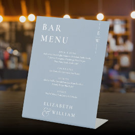 Dusty Blue Minimalistisch Modern Bar Menu Sockelschild
