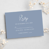 Dusty Blue Minimalistisch Modern Elegante Hochzeit RSVP Karte