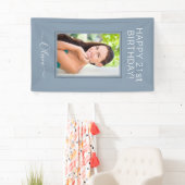 Dusty Blue Minimalistisch Modern Monogram Elegant Banner (Insitu)