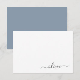 Dusty Blue Minimalistisch Modern Monogram Elegant Dankeskarte