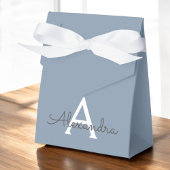 Dusty Blue Minimalistisch Modern Monogram Elegant Geschenkschachtel