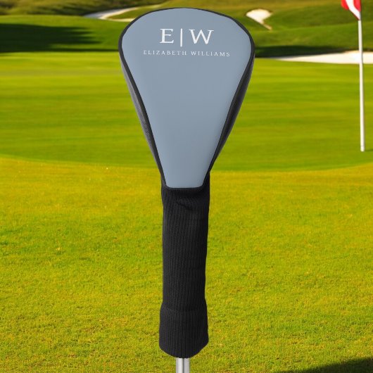 Dusty Blue Minimalistisch Modern Monogram Elegant Golf Headcover