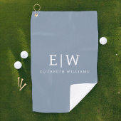 Dusty Blue Minimalistisch Modern Monogram Elegant Golfhandtuch