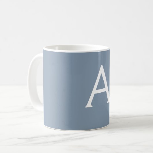 Dusty Blue Minimalistisch Modern Monogram Elegant Kaffeetasse (Vorderseite Links)