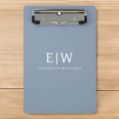 Dusty Blue Minimalistisch Modern Monogram Elegant Mini Klemmbrett