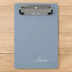 Dusty Blue Minimalistisch Modern Monogram Elegant Mini Klemmbrett