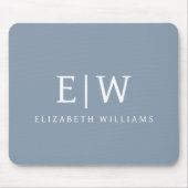 Dusty Blue Minimalistisch Modern Monogram Elegant Mousepad (Vorne)