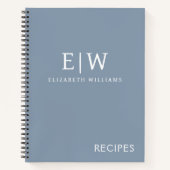 Dusty Blue Minimalistisch Modern Monogram Elegant Notizblock (Vorderseite)