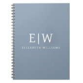 Dusty Blue Minimalistisch Modern Monogram Elegant Notizblock (Vorderseite)
