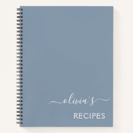 Dusty Blue Minimalistisch Modern Monogram Elegant Notizblock