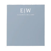 Dusty Blue Minimalistisch Modern Monogram Elegant Notizblock (Vorderseite)