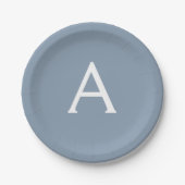 Dusty Blue Minimalistisch Modern Monogram Elegant Pappteller (Vorderseite)