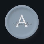 Dusty Blue Minimalistisch Modern Monogram Elegant Pappteller<br><div class="desc">Einführen in unsere Dusty Blue Minimalistisch Modern Monogram Elegant Collection: Erhöhen Sie Ihren Stil mit schlichter Eleganz und zeitlosem Charme. Unsere Kollektion präsentiert minimalistische Designs in einer beruhigenden, staubblauen Farbe, die durch elegante Monogramme nach Ihrem Geschmack ergänzt wird. Von der edlen Schreibwaren bis hin zum vielseitigen Zubehör - jedes Stück...</div>