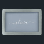 Dusty Blue Minimalistisch Modern Monogram Elegant Rechteckige Gürtelschnalle<br><div class="desc">Einführen in unsere Dusty Blue Minimalistisch Modern Monogram Elegant Collection: Erhöhen Sie Ihren Stil mit schlichter Eleganz und zeitlosem Charme. Unsere Kollektion präsentiert minimalistische Designs in einer beruhigenden, staubblauen Farbe, die durch elegante Monogramme nach Ihrem Geschmack ergänzt wird. Von der edlen Schreibwaren bis hin zum vielseitigen Zubehör - jedes Stück...</div>