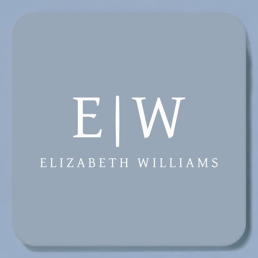 Dusty Blue Minimalistisch Modern Monogram Elegant Rechteckiger Pappuntersetzer
