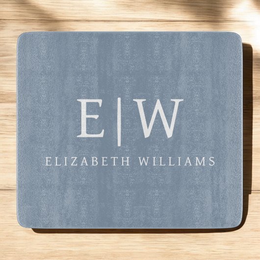 Dusty Blue Minimalistisch Modern Monogram Elegant Schneidebrett