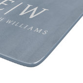 Dusty Blue Minimalistisch Modern Monogram Elegant Schneidebrett (Ecke)