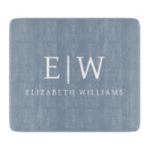 Dusty Blue Minimalistisch Modern Monogram Elegant Schneidebrett (Vorderseite)