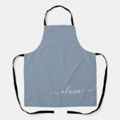 Dusty Blue Minimalistisch Modern Monogram Elegant Schürze (Vorderseite)