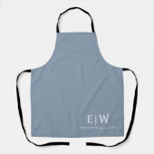 Dusty Blue Minimalistisch Modern Monogram Elegant Schürze (Vorderseite)