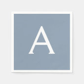Dusty Blue Minimalistisch Modern Monogram Elegant Serviette (Vorderseite)