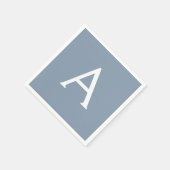 Dusty Blue Minimalistisch Modern Monogram Elegant Serviette (Ecke)
