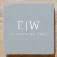 Dusty Blue Minimalistisch Modern Monogram Elegant