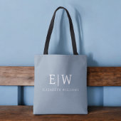 Dusty Blue Minimalistisch Modern Monogram Elegant Tasche