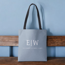 Dusty Blue Minimalistisch Modern Monogram Elegant Tasche