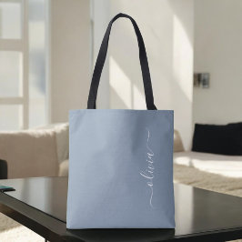 Dusty Blue Minimalistisch Modern Monogram Elegant Tasche
